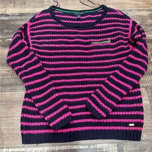 Tommy Hilfiger Pink and Navy Striped Sweater